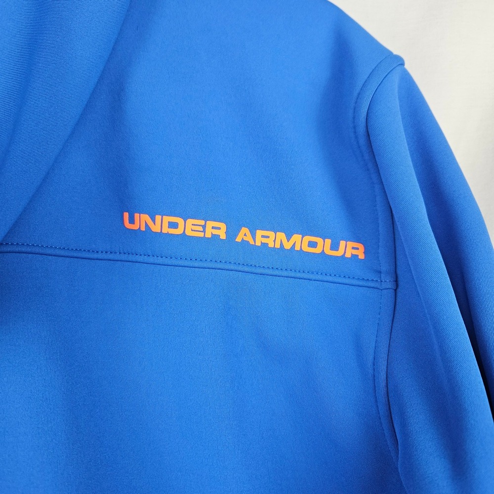 Under Armour Storm ColdGear Boys Full Zip Hooded Jacket Blue Orange YXL - Picture 3 of 7